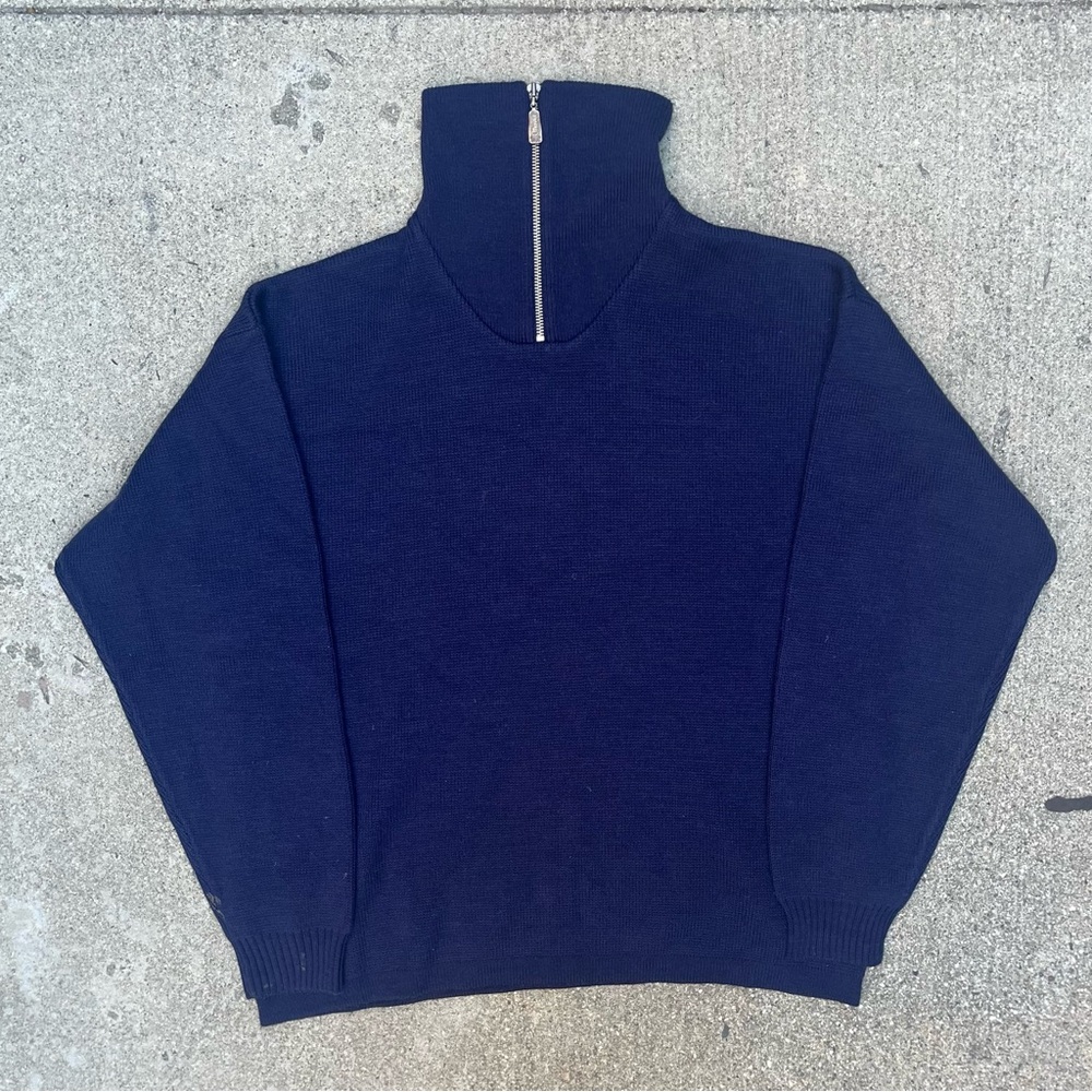 Vintage navy zipped turtleneck sweaters